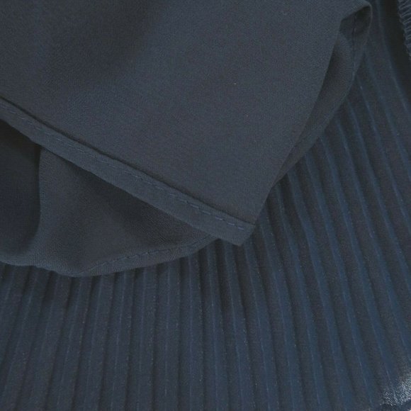 Gibson X Glam Steph Taylor Jackson Blouse Pleated Chiffon Ruffle Sleeve Blue - Picture 10 of 12